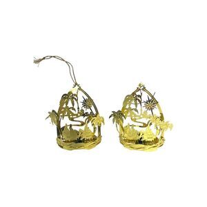 Vintage Lot 2 Brass Wiseman Ornament Christmas Camel Nativity 3 Kings 3d Die cut